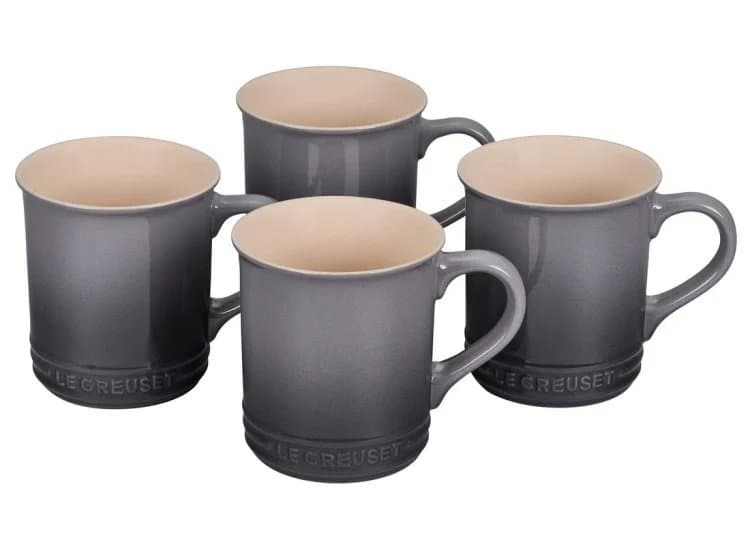 Le Creuset 14 Oz. Set Of 4 Oyster Stoneware Mugs