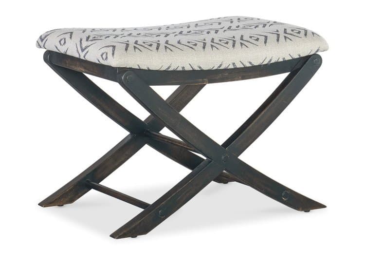 Hooker Furniture Bedroom Retreat Camp Stool Bed Bench in Black Sand | Jafar Grey