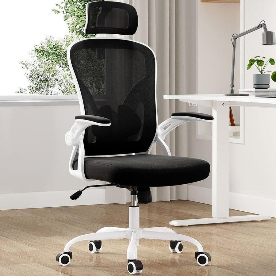 High Back Mesh Reclining Office Chair in Black Ergonomic Desk Chair with Headrest, Armrest and Adjustable Lumbar Support