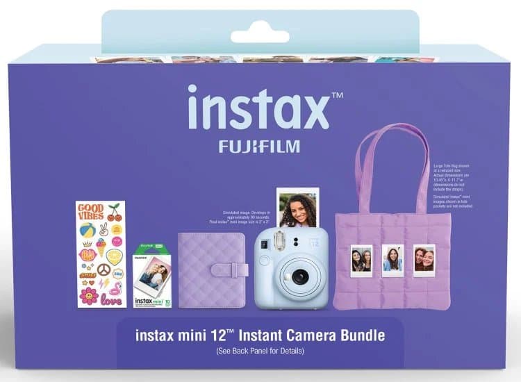 Fujifilm Instax Mini 12 Instant Camera Holiday Bundle 2025, Pastel Blue