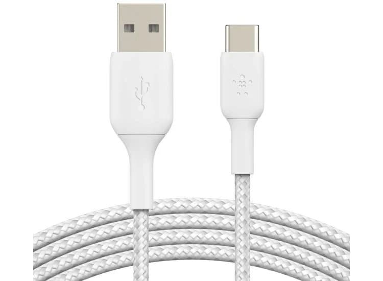 Belkin BoostCharge 3.3-Feet USB-C to USB-A Cable Braided, White