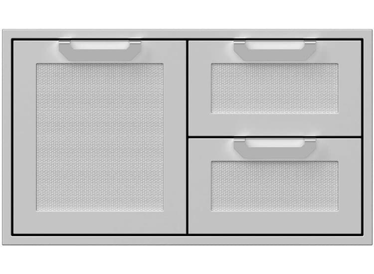 Hestan 36-Inch Outdoor Double Drawer And Storage Door Combination, Steeletto