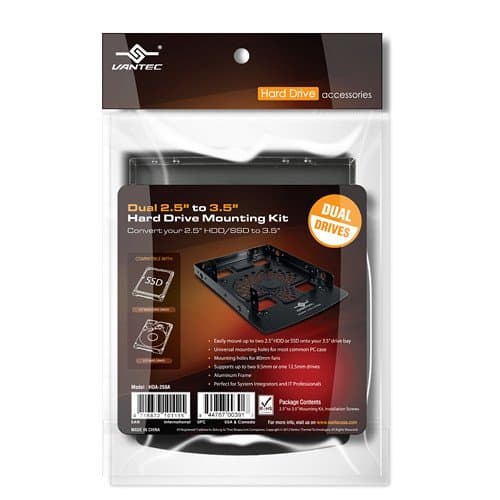 Vantec Dual 2.5" to 3.5" HDD/SSD Mounting Kit (Aluminum)