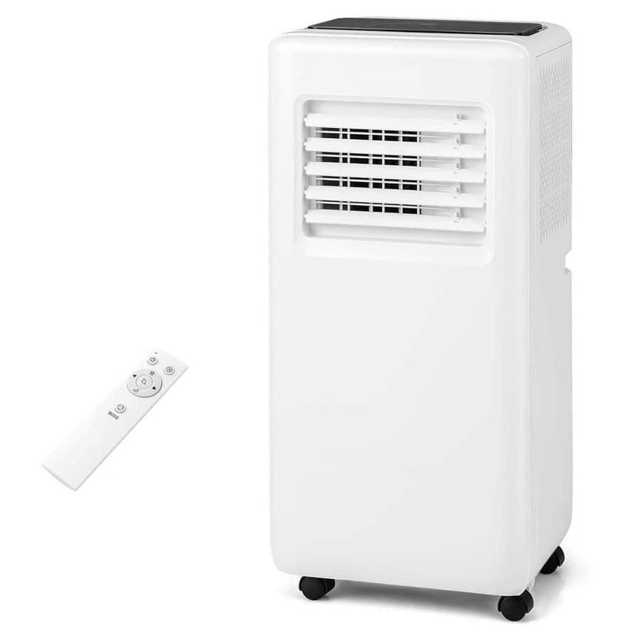 8000 BTU Portable Air Conditioner Cools 250 sq. ft. with Dehumidifier and Remote, White