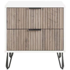 Manhattan Comfort DUMBO 2.0 Modern Nightstand with 2 Drawer & Metal Feet-White and Rustic Grey