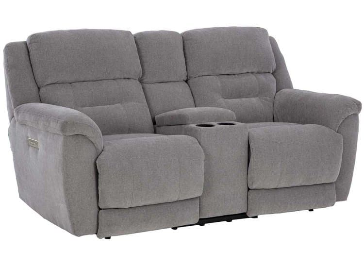 HomeStretch Knockout Power Reclining Loveseat, Granite Fabric