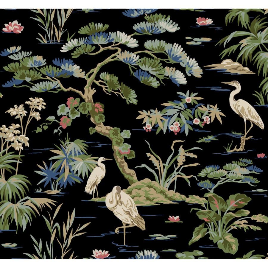 York Wallcoverings Ronald Redding Designs Tea Garden 60.8-sq ft Black Non-woven Animals Unpasted Wallpaper