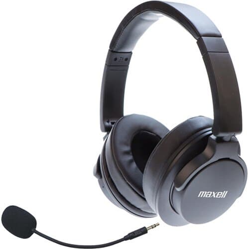 Maxell Bass 13 Wireless Active Noise-Canceling Headphones with Detachable Boom Microphone