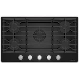 KitchenAid 36 in. 5-Burner Natural Gas Cooktop with Simmer Burner & Power Burner-Black