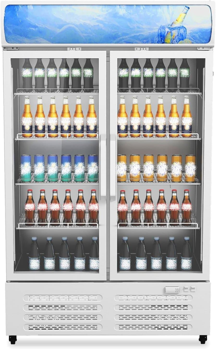 Beverage Refrigerators, Display Fridge 26 Cu.Ft, Commercial Refrigerators With Adjustable Removable Shelves And LED Light, Stand Up Freezer, Drink Fridge For Home Restaurant Stores, White