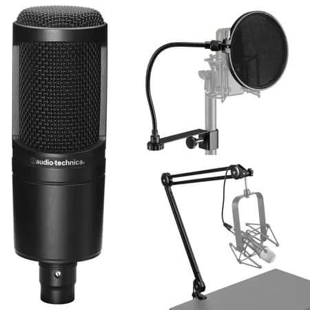Audio-Technica AT2020 Side-Address Cardioid Condenser Microphone-Bundle