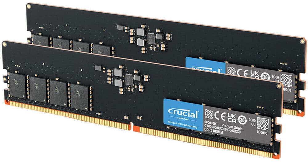 Crucial 128GB DDR5 5600 MHz UDIMM Memory Kit (2 x 64GB)