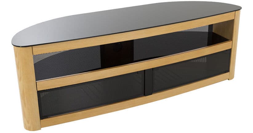 AVF Group Affinity Plus Burghley Curved TV Stand (Oak with Black Glass)