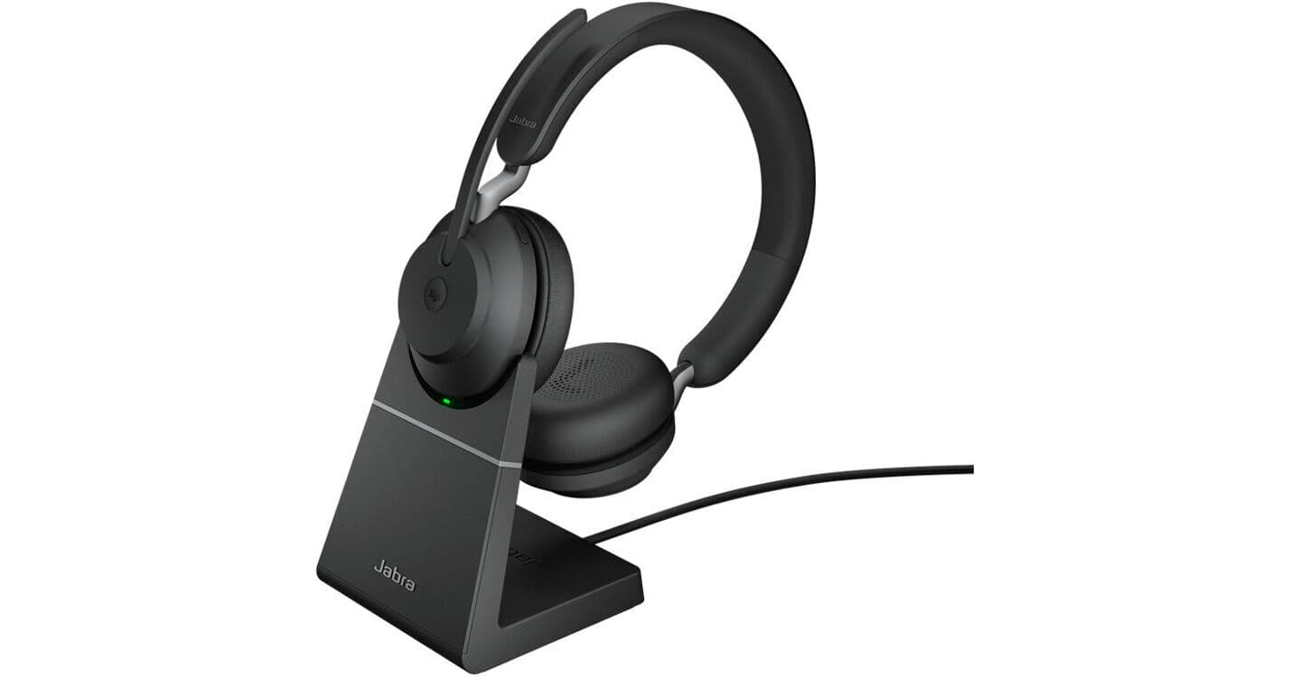 Jabra Evolve2 65 Stereo Wireless On-Ear Headset with Stand (Microsoft Teams, USB Type-C, Black)