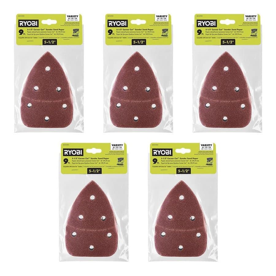 45-Piece 5-1/2 in. Corner Cat Sand Paper Assortment Set-60, 120, and 220 Grit