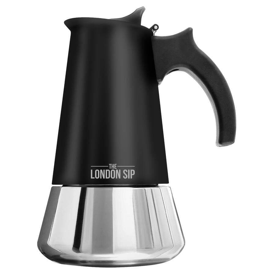 London Sip Stainless Steel Espresso Maker 10-cup, Matte Black