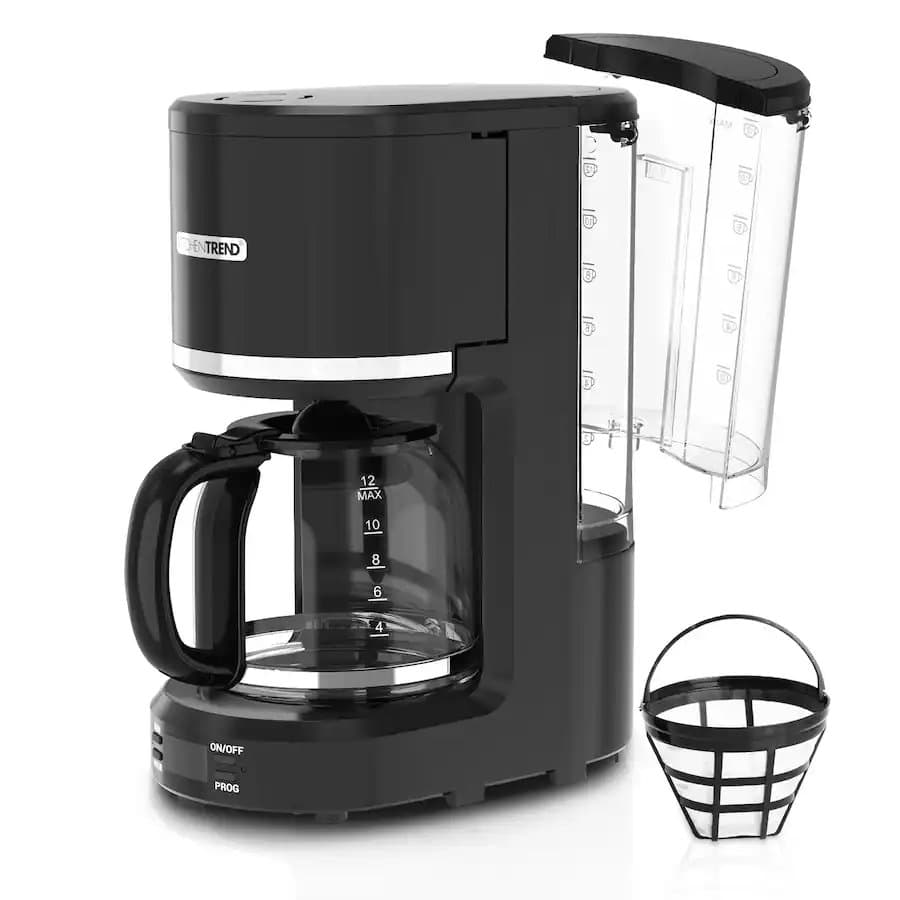 12-Cup Programmable Coffee Maker with Filter, Removable Water Reservoir Coffee Machine, Drip Coffee Maker, Black