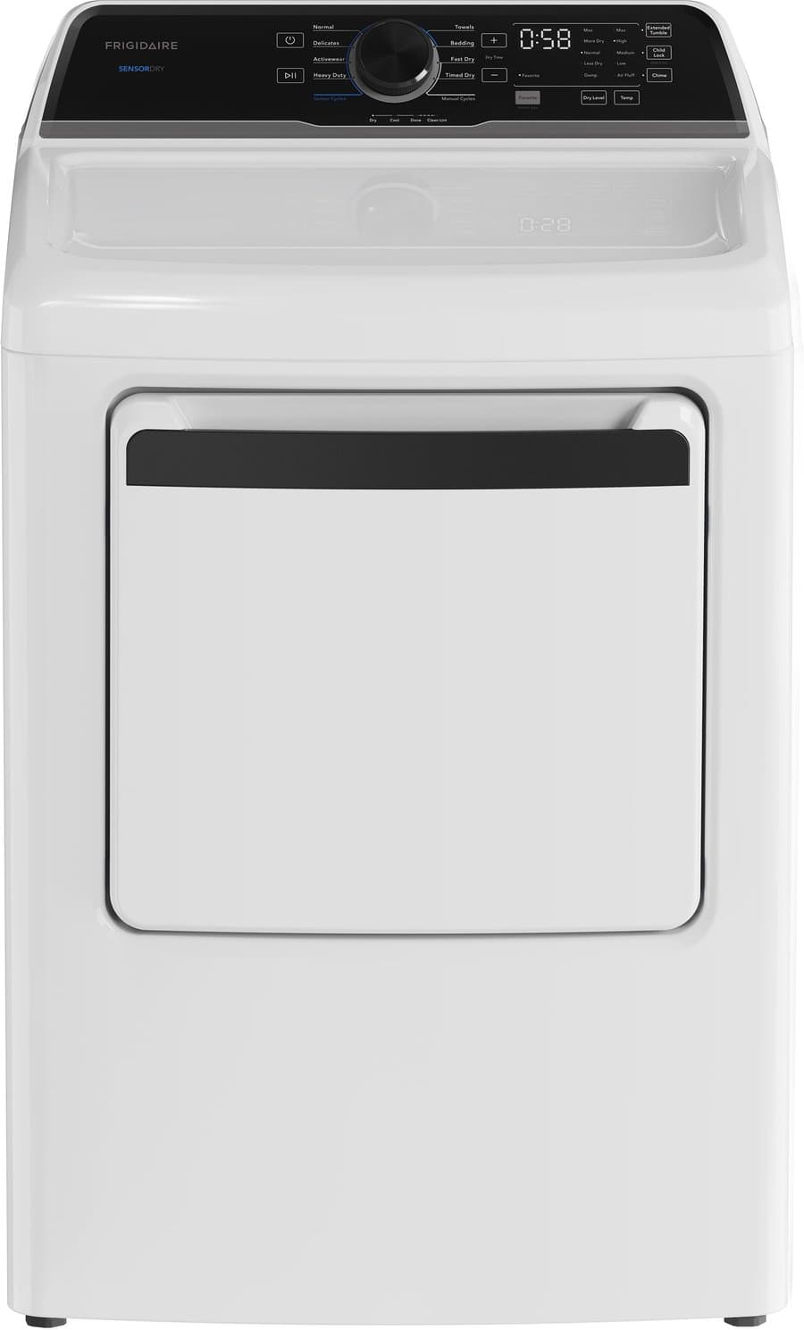 7 cu. ft. Front Load Electric Dryer, White with 8 Dry Cycles