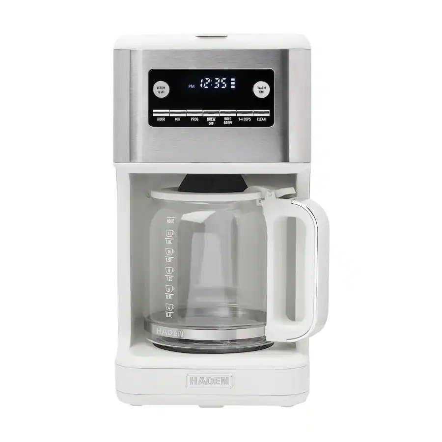Haden Generous Brew 14 Cup Programmable Digital Coffee Maker Pot, Ivory/Chrome