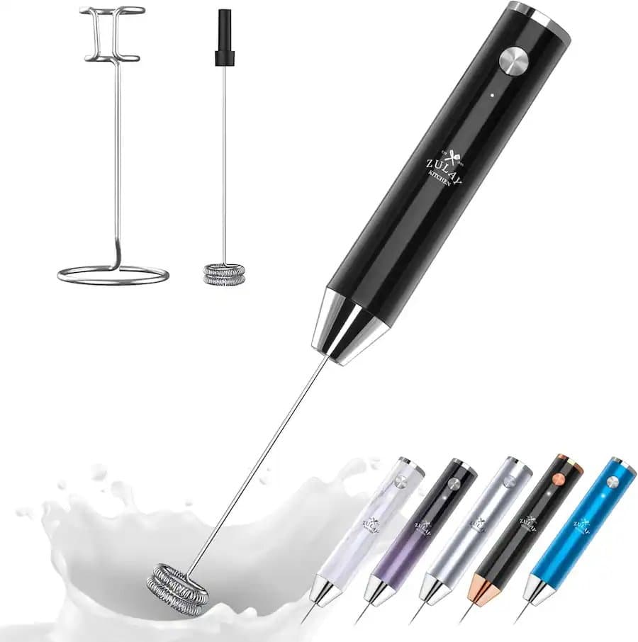 Zulay Kitchen Lux Rechargeable Milk Frother Handheld-Powerful 2-Speed Motor, Fully Waterproof, 2000mAh Battery