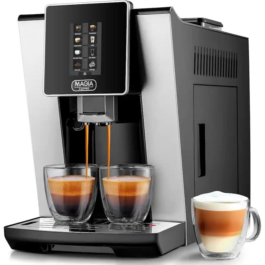 Zulay Kitchen Automatic Espresso Machine with Grinder & Milk Frother-Fully Automatic Coffee Machine with Touch Screen