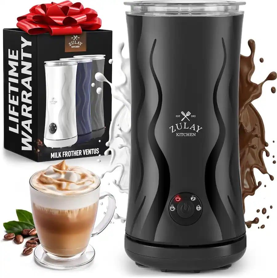 Zulay Kitchen 4in1 Milk Frother and Steamer-Automatic Hot and Cold Foam Maker with Auto Shut Off & Temperature Control