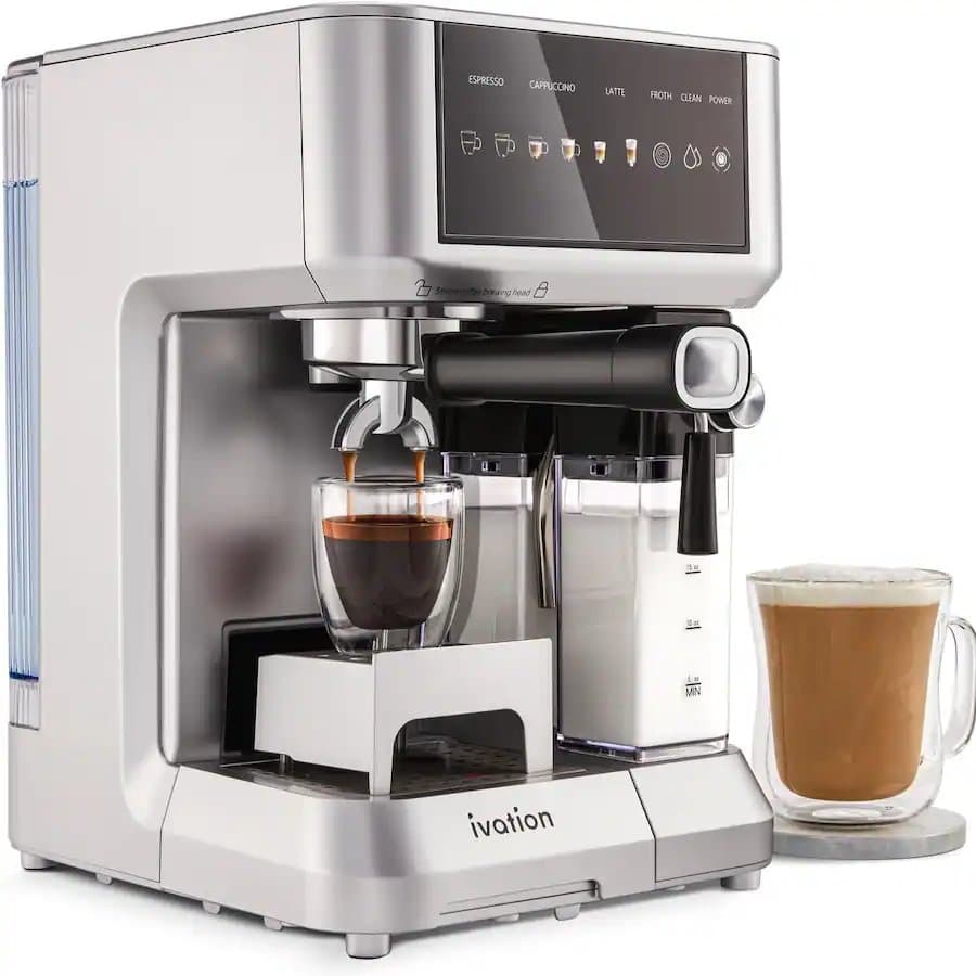 Espresso & Cappuccino Maker w/ Frother 58mm Coffee Machine Single & Double Shot Auto Clean