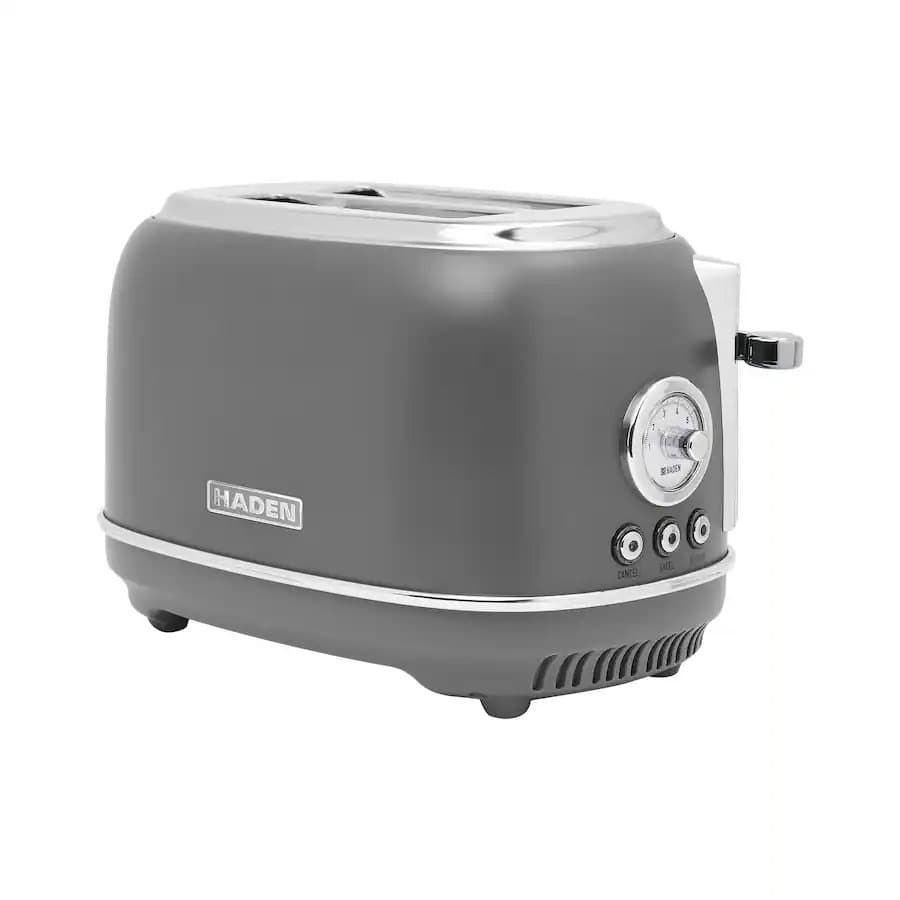Haden Chelsea Stainless Steel 2 Slice Toaster, Extra Wide Slots, Grey & Chrome