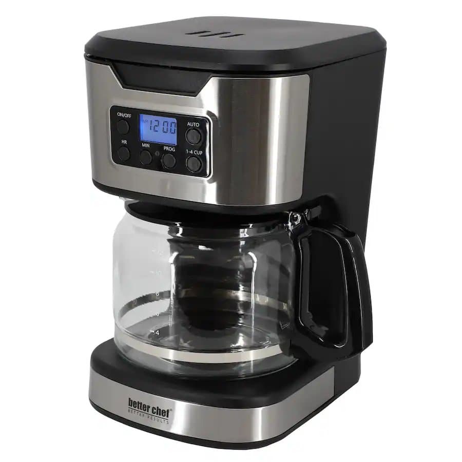 Better Chef 12-Cup Programmable Coffee Maker, Black with Stainless Steel Accents