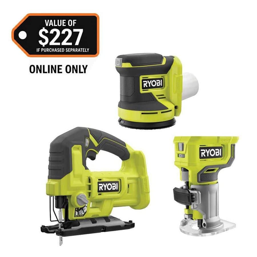 ONE+ 18V Cordless 3-Tool Combo Kit with Jig Saw, Router and Random Orbit Sander (Tools Only)